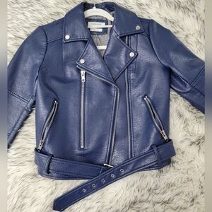 Noize Blue Moto style Faux Leather Jacket S